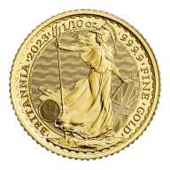 1/10 oz Gold Britannia Coin - Random Year - Royal Mint .9999 Au