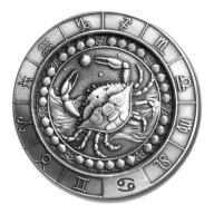 1 oz .999 Fine Silver Zodiac Round - Cancer the Crab (Jun 21st - Jul 22nd)