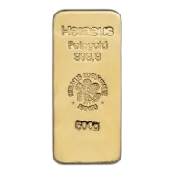 Heraeus 500 Gram Cast Gold Bar