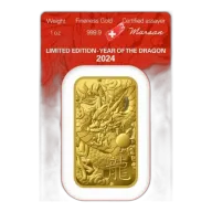 2024 Year Of The Dragon 1 oz Argor Heraeus Gold Bar (In Assay)