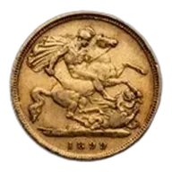 1899 Great Britain Gold Half-Sovereign Victoria Veil AU
