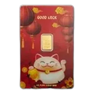 1 gram Gold Bar - PAMP Suisse Lucky Cat (In Assay w/ Sleeve)