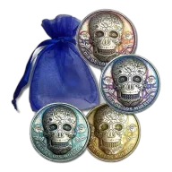 1/2 oz .999 Fine Silver Round with Magnet and Gift Bag - Dia de Los Muertos Sugar Skull