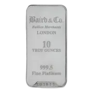 10oz Baird & Co Platinum Minted Bar