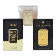 1 oz Gold Bar - Brand Varies .9999 (Carded)