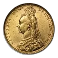 1887-1893 Great Britain Gold Sovereign Victoria Jubilee Avg Circ
