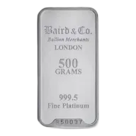 500g Baird & Co Platinum Minted Bar