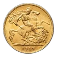 1913 Great Britain Gold Half Sovereign George V BU
