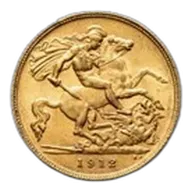 1912 Great Britain Gold Half Sovereign George V BU