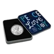 2025 1 oz American Silver Eagle - w/Holiday Tin, Peace Love & Joy