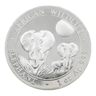2014 Elephant One Ounce Silver African Wildlife Somalian Bullion Coin