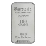 100g Baird & Co Platinum Minted Bar