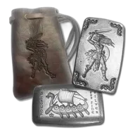5 oz .999 Fine Silver Bar - Monarch Viking Warrior Shield Maiden with Custom Leather Pouch