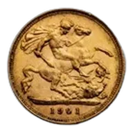 1901 Great Britain Gold Half-Sovereign Victoria Veil AU