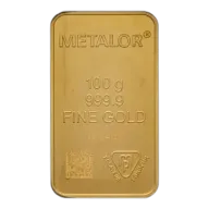 100g Gold Bar Metalor Minted - Pre-Owned
