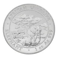 2012 Elephant One Ounce Silver African Wildlife Somalian Bullion Coin