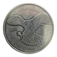 2014 1oz Canada $5 Silver Peregrine Falcon