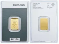 Heraeus 5 Gram Gold Bar
