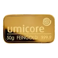 50 Gram Umicore Minted Gold Bar