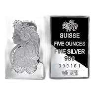 PAMP 5 Ounce Silver Fortuna Bar