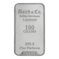 100 g Baird & Co Platinum Minted Bar