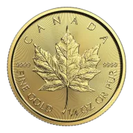 1/4 oz Gold Maple Leaf Coin - Random Year- Royal Canadian Mint - RCM .9999 Au