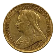 Great Britain Queen Victoria "Veiled Head" Gold Sovereign 1893-1901 (Random Date)