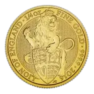 2016 Gold 0.25 Ounce Queen's Beasts Lion of England Bullion Coin
