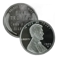 5 oz Lincoln Wheat Cent Silver Round