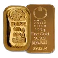 100 gram Gold Bar 3.215 ounces - Random Manufacturer