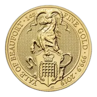 UK Royal Mint Gold Queen's Beast 1 oz: The Yale of Beaufort - 2019