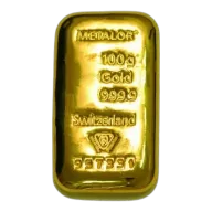 100 Gram Cast Metalor Gold Bar