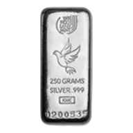 250 gram Silver Bar - Holy Land Mint (Dove of Peace, Cast-Poured)