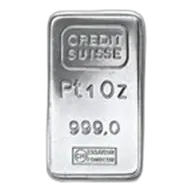1 oz Platinum Bar - Credit Suisse (.999 Fine, Vintage)