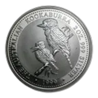 1999 Australia 2 oz Silver Kookaburra BU