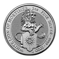 2020 2oz Silver Britain Queen's Beast: The White Lion of Mortimer