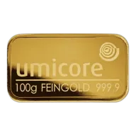 100 Gram Umicore Gold Bar