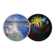 2 oz 2018 $30 Fireworks at the Falls - Pure Silver Coin with black light