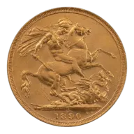 1890 Victoria Gold Full Sovereign Sydney Mint Second Legend Coin