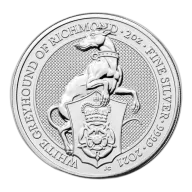 2021 2oz Silver Britain Queen's Beast: The White Greyhound (Minor toning)