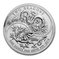 2018 Great Britain 1 oz Silver Two Dragons BU