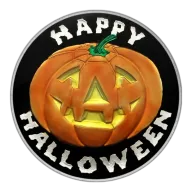 Happy Halloween Pumpkin Enameled 1oz .999 Silver Round