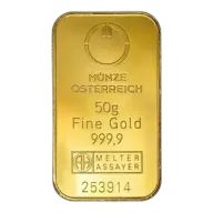 Austrian Mint Gold 50g Bullion Loose Bar - Pre-Owned