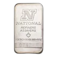 1 oz Silver Bar - Nat. Refiners-Assayers (Canada, Orig Plastic)