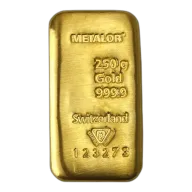 250g Metalor Gold Bar