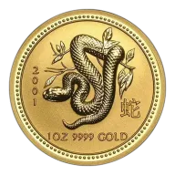 1 Oz Australian Lunar Series "Year of the Snake" Gold Coin (2001) (Series 1)