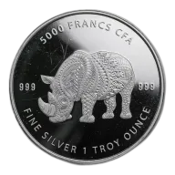 2018 Republic of Chad 1 oz Silver Mandala Rhino (Secondary Market)