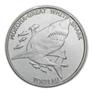 2015 Tokelau 1 oz Silver $5 Mokoha Great White Shark (Abrasions)