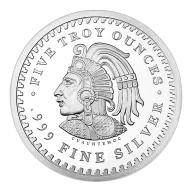 Five Ounce Silver Round--Aztec Calendar Wheel & Cuauhtemoc