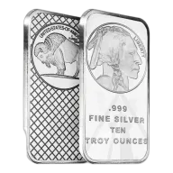 10 Oz Silvertowne Mint Buffalo Silver Bar